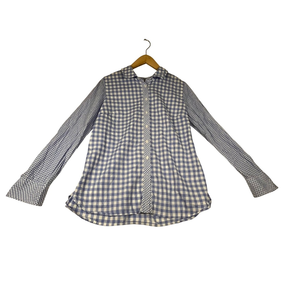 Talbots Blue White Gingham Long Sleeve Button Down Shirt Small